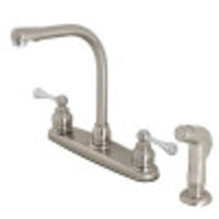 Thumbnail for Kingston Brass KB717SP Victorian Centerset Kitchen Faucet, Brushed Nickel/Polished Chrome - BNGBath