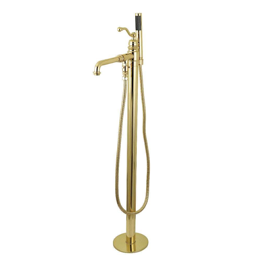 Kingston Brass KS7032ABL English Country Freestanding Tub Faucet with Hand Shower, Polished Brass - BNGBath