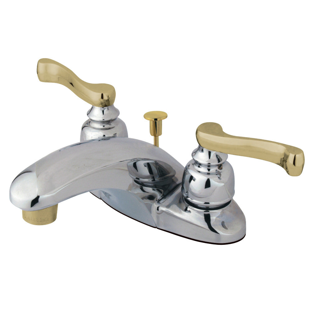 Kingston Brass KB8624FL 4 in. Centerset Bathroom Faucet, Polished Chrome/Polished Brass - BNGBath