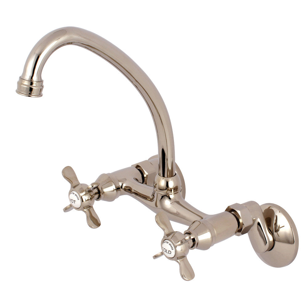 Kingston Brass KS114PN Essex Two Handle Wall Mount Kitchen Faucet, Polished Nickel - BNGBath
