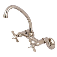 Thumbnail for Kingston Brass KS114PN Essex Two Handle Wall Mount Kitchen Faucet, Polished Nickel - BNGBath