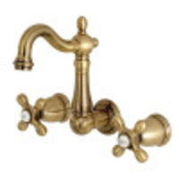 Thumbnail for Kingston Brass KS1223AX 8-Inch Center Wall Mount Bathroom Faucet, Antique Brass - BNGBath
