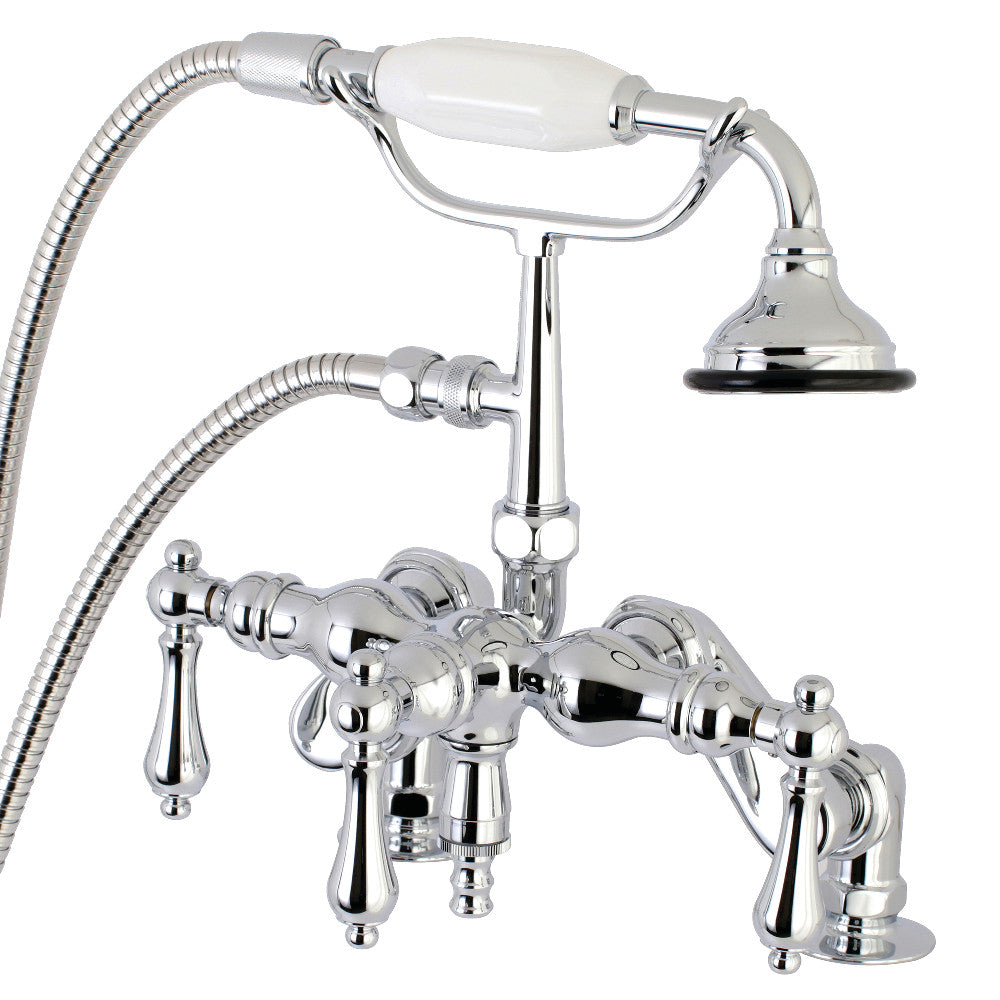 Kingston Brass AE620T1 Auqa Vintage 3-3/8 Inch Adjustable Deck Mount Tub Faucet with Hand Shower, Polished Chrome - BNGBath