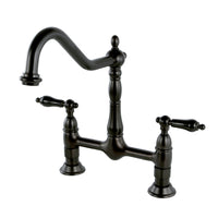 Thumbnail for Kingston Brass KS1175PKL Duchess Bridge Kitchen Faucet, Oil Rubbed Bronze - BNGBath