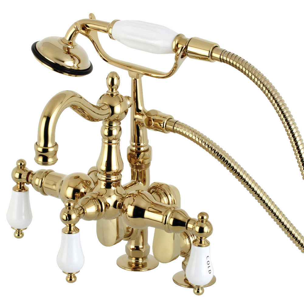 Kingston Brass CC6017T2 Vintage Clawfoot Tub Faucet with Hand Shower, Polished Brass - BNGBath