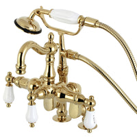 Thumbnail for Kingston Brass CC6017T2 Vintage Clawfoot Tub Faucet with Hand Shower, Polished Brass - BNGBath