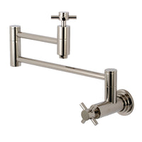 Thumbnail for Kingston Brass KS8106DX Concord Wall Mount Pot Filler Kitchen Faucet, Polished Nickel - BNGBath