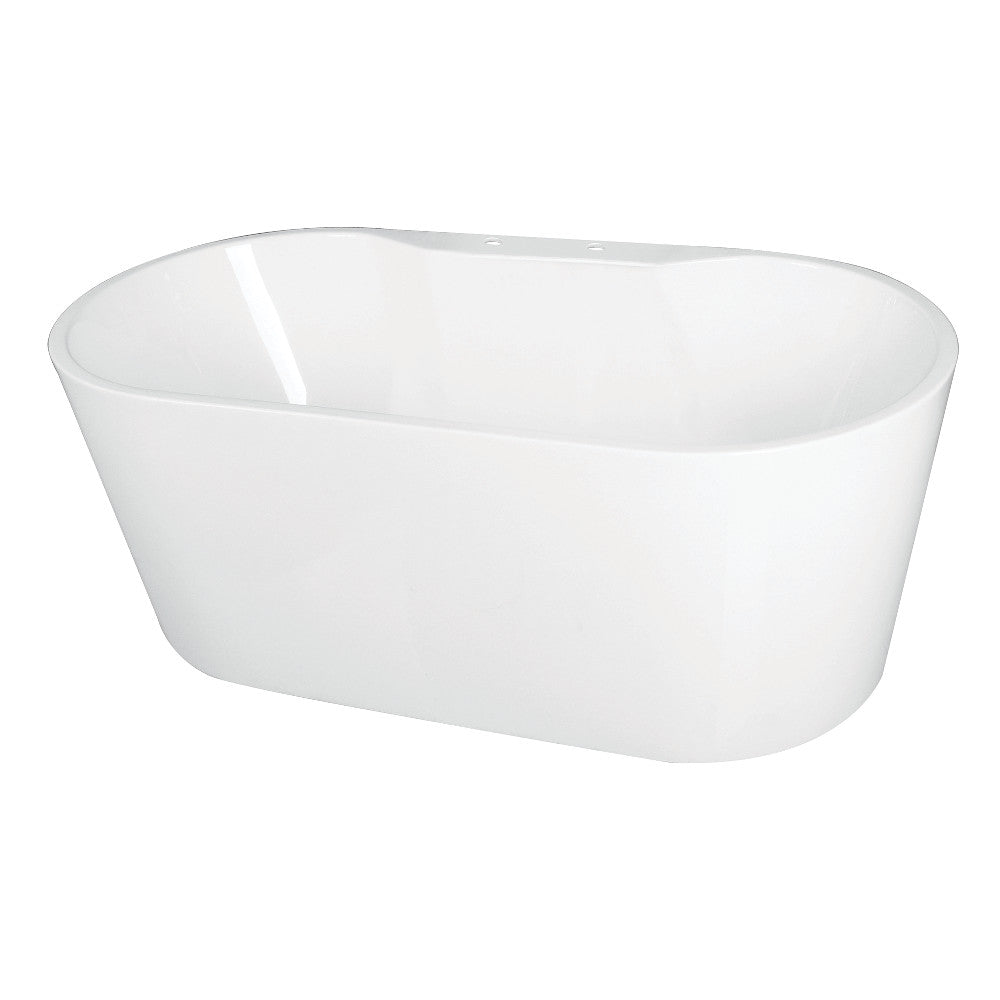Aqua Eden VT7DE673223 66.5-Inch Acrylic Freestanding Tub with Deck for Faucet Installation, White - BNGBath