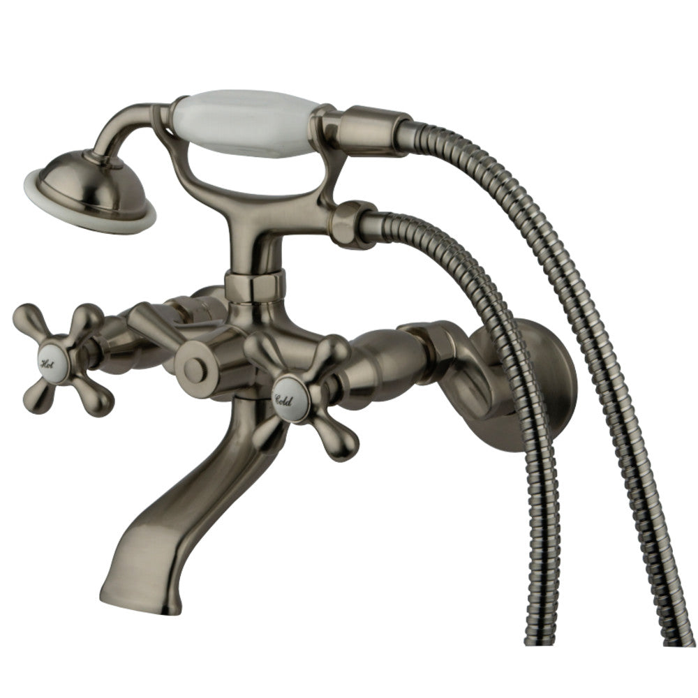 Kingston Brass KS265SN Kingston Tub Wall Mount Clawfoot Tub Faucet with Hand Shower, Brushed Nickel - BNGBath