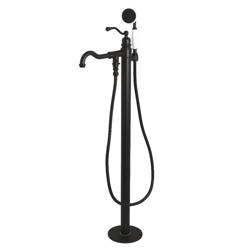 Kingston Brass KS7130ABL English Country Freestanding Tub Faucet with Hand Shower, Matte Black - BNGBath