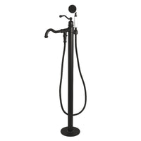 Thumbnail for Kingston Brass KS7130ABL English Country Freestanding Tub Faucet with Hand Shower, Matte Black - BNGBath