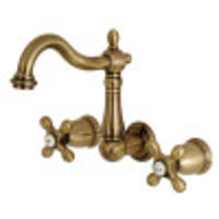 Thumbnail for Kingston Brass KS1253AX 8-Inch Center Wall Mount Bathroom Faucet, Antique Brass - BNGBath