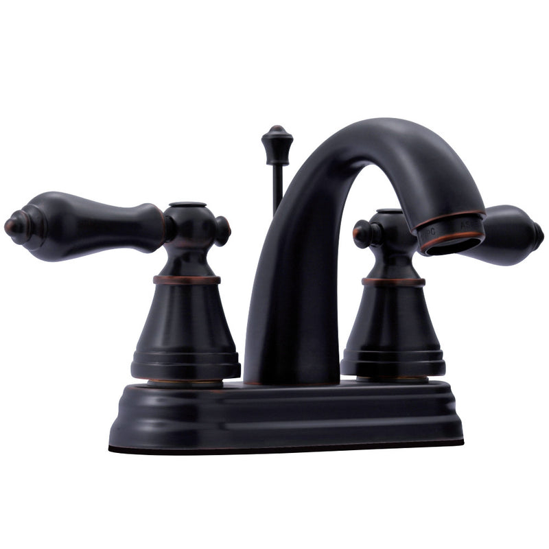 Fauceture FSY7616AL English Classic 4 in. Centerset Bathroom Faucet with Retail Pop-Up, Naples Bronze - BNGBath
