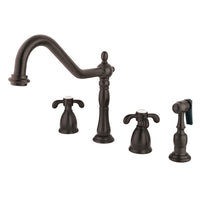 Thumbnail for Kingston Brass KB1795TXBS Widespread Kitchen Faucet, Oil Rubbed Bronze - BNGBath