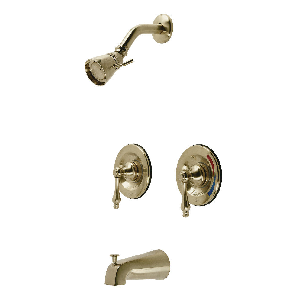 Kingston Brass KB667AL Vintage Twin Handles Tub Shower Faucet, Brushed Brass - BNGBath