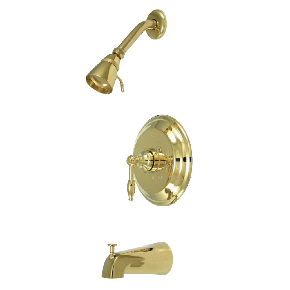 Kingston Brass GKB2632KL Water Saving Knight Tub & Shower Faucet with Lever Handles, Polished Brass - BNGBath