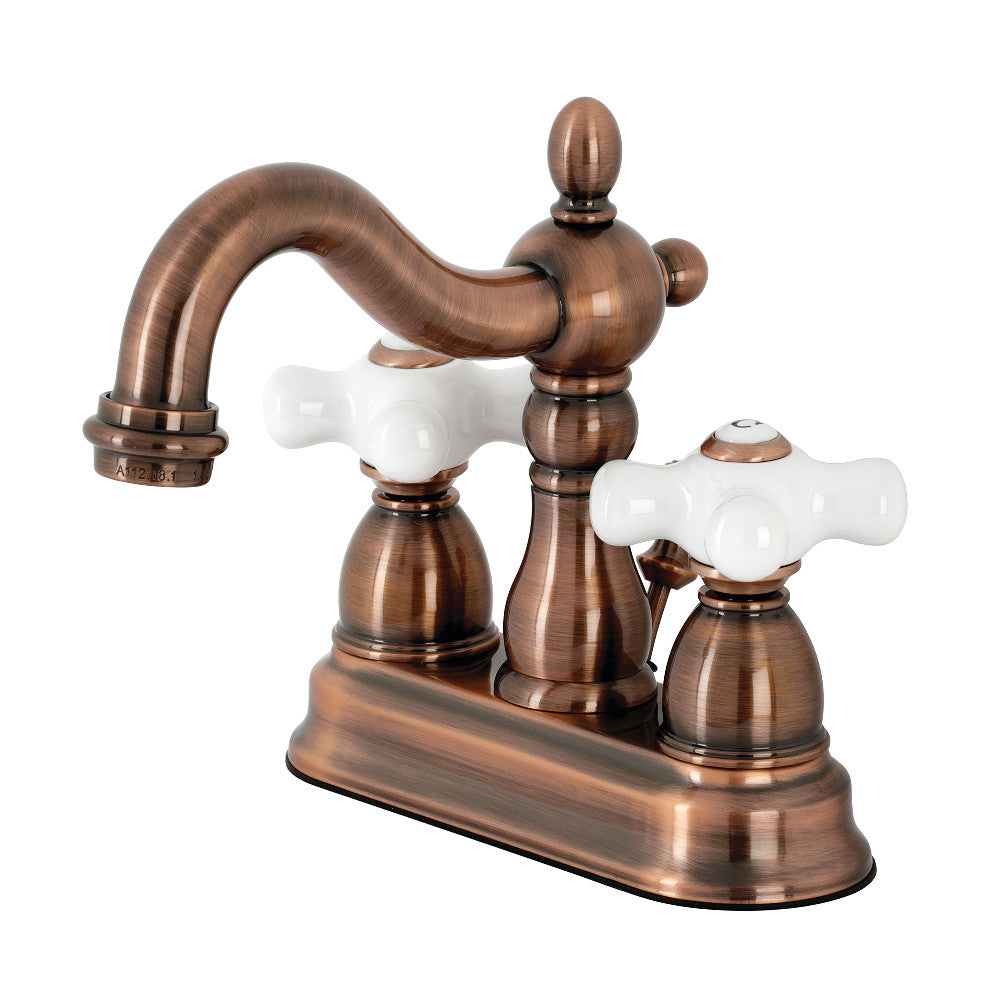Kingston Brass KB160PXAC Heritage 4 in. Centerset Bathroom Faucet, Antique Copper - BNGBath