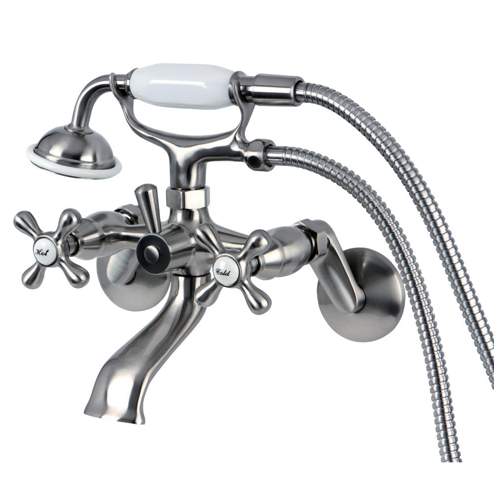 Kingston Brass KS266SN Kingston Wall Mount Clawfoot Tub Faucet with Hand Shower, Brushed Nickel - BNGBath