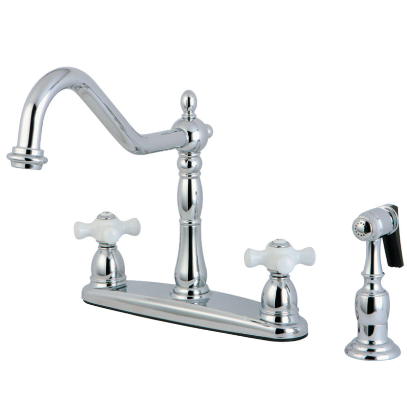 Kingston Brass KB1751PXBS Heritage Centerset Kitchen Faucet, Polished Chrome - BNGBath