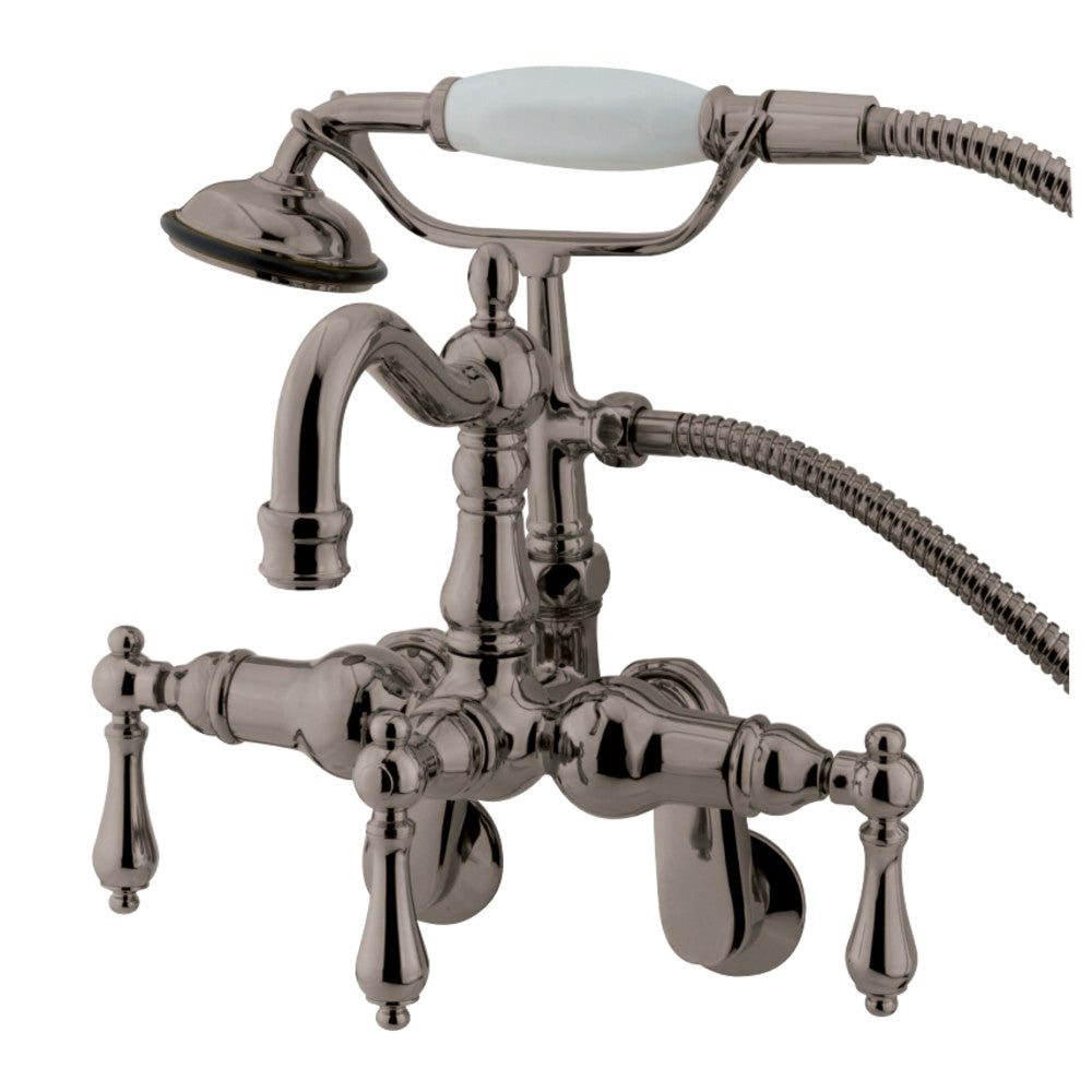 Kingston Brass CC1301T8 Vintage Adjustable Center Wall Mount Tub Faucet with Hand Shower, Brushed Nickel - BNGBath