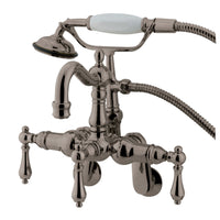 Thumbnail for Kingston Brass CC1301T8 Vintage Adjustable Center Wall Mount Tub Faucet with Hand Shower, Brushed Nickel - BNGBath
