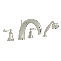 Thumbnail for Perrin & Rowe Georgian Era 4-Hole Deck Mount C-Spout Tub Filler with Handshower - BNGBath