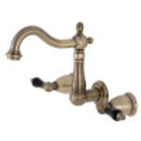 Thumbnail for Kingston Brass KS1253PKL Duchess Two-Handle Wall Mount Bathroom Faucet, Antique Brass - BNGBath