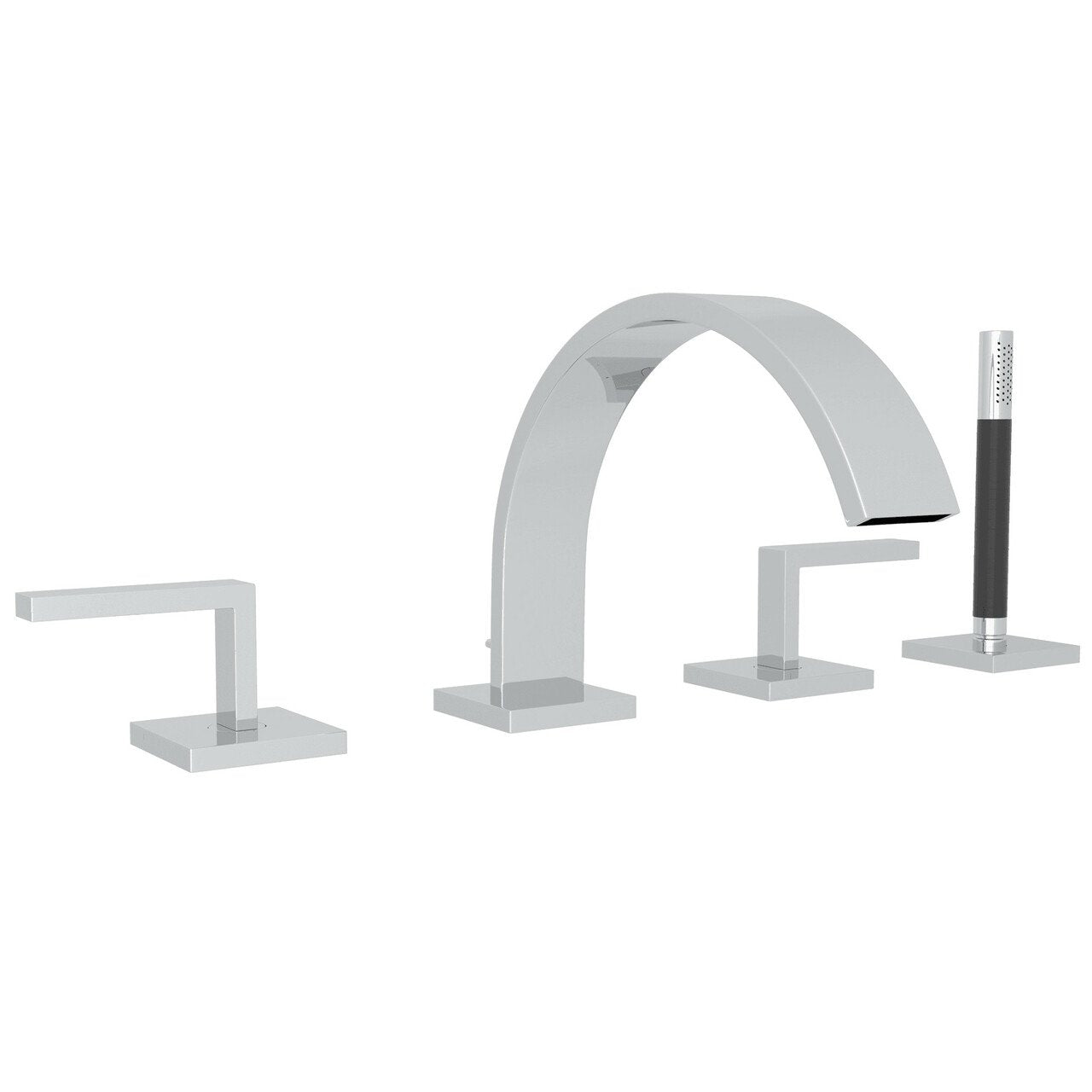 ROHL Wave 4-Hole Deck Mount Tub Filler with Lever Handles and Handshower - BNGBath