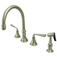 Thumbnail for Kingston Brass KS2798ZLBS Widespread Kitchen Faucet, Brushed Nickel - BNGBath