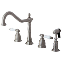 Thumbnail for Kingston Brass KS1798PLBS Widespread Kitchen Faucet, Brushed Nickel - BNGBath