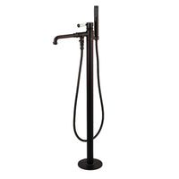 Thumbnail for Kingston Brass KS7035DPL Paris Freestanding Tub Faucet with Hand Shower, Oil Rubbed Bronze - BNGBath