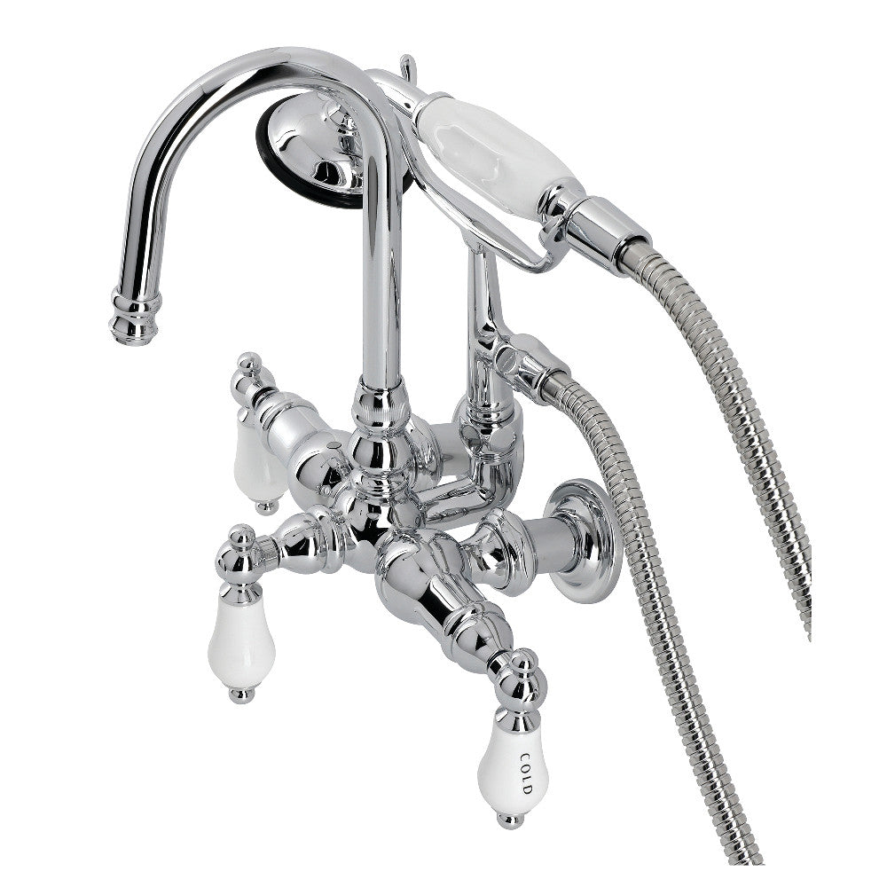 Kingston Brass CA10T1 Vintage 3-3/8" Tub Wall Mount Clawfoot Tub Faucet with Hand Shower, Polished Chrome - BNGBath