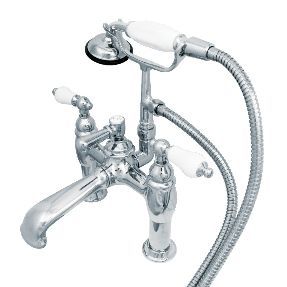 Kingston Brass CC606T1 Vintage 7-Inch Deck Mount Tub Faucet with Hand Shower, Polished Chrome - BNGBath