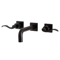 Thumbnail for Kingston Brass KS6125DFL NuWave Two-Handle Wall Mount Bathroom Faucet, Oil Rubbed Bronze - BNGBath