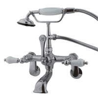 Thumbnail for Kingston Brass CC56T1 Vintage Adjustable Center Wall Mount Tub Faucet, Polished Chrome - BNGBath