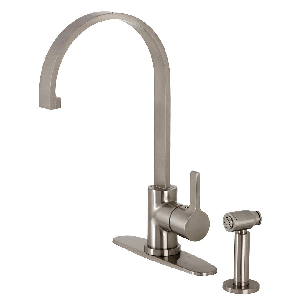 Kingston Brass LS8718CTLBS Continental Single-Handle Kitchen Faucet with Brass Sprayer, Brushed Nickel - BNGBath