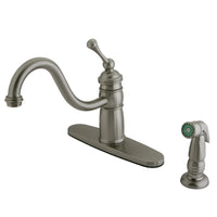 Thumbnail for Kingston Brass KB1578BLSP Mono Deck Mount Kitchen Faucet, Brushed Nickel - BNGBath