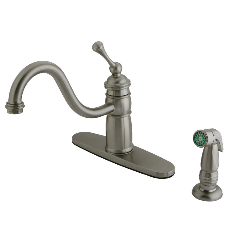 Kingston Brass KB1578BLSP Mono Deck Mount Kitchen Faucet, Brushed Nickel - BNGBath