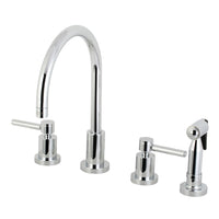 Thumbnail for Kingston Brass KS8721DLBS Concord 8-Inch Widespread Kitchen Faucet with Brass Sprayer, Polished Chrome - BNGBath