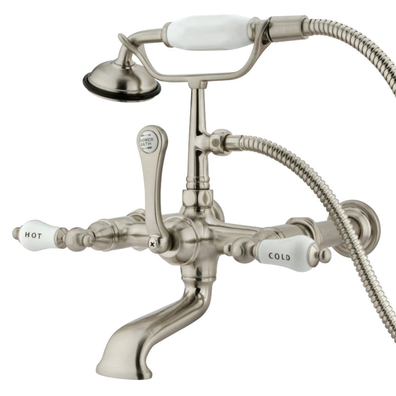 Kingston Brass CC545T8 Vintage 7-Inch Wall Mount Tub Faucet with Hand Shower, Brushed Nickel - BNGBath