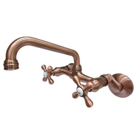 Thumbnail for Kingston Brass KS213AC Kingston Two Handle Wall Mount Kitchen Faucet, Antique Copper - BNGBath