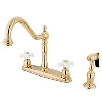 Thumbnail for Kingston Brass KB1752PXBS Heritage Centerset Kitchen Faucet, Polished Brass - BNGBath