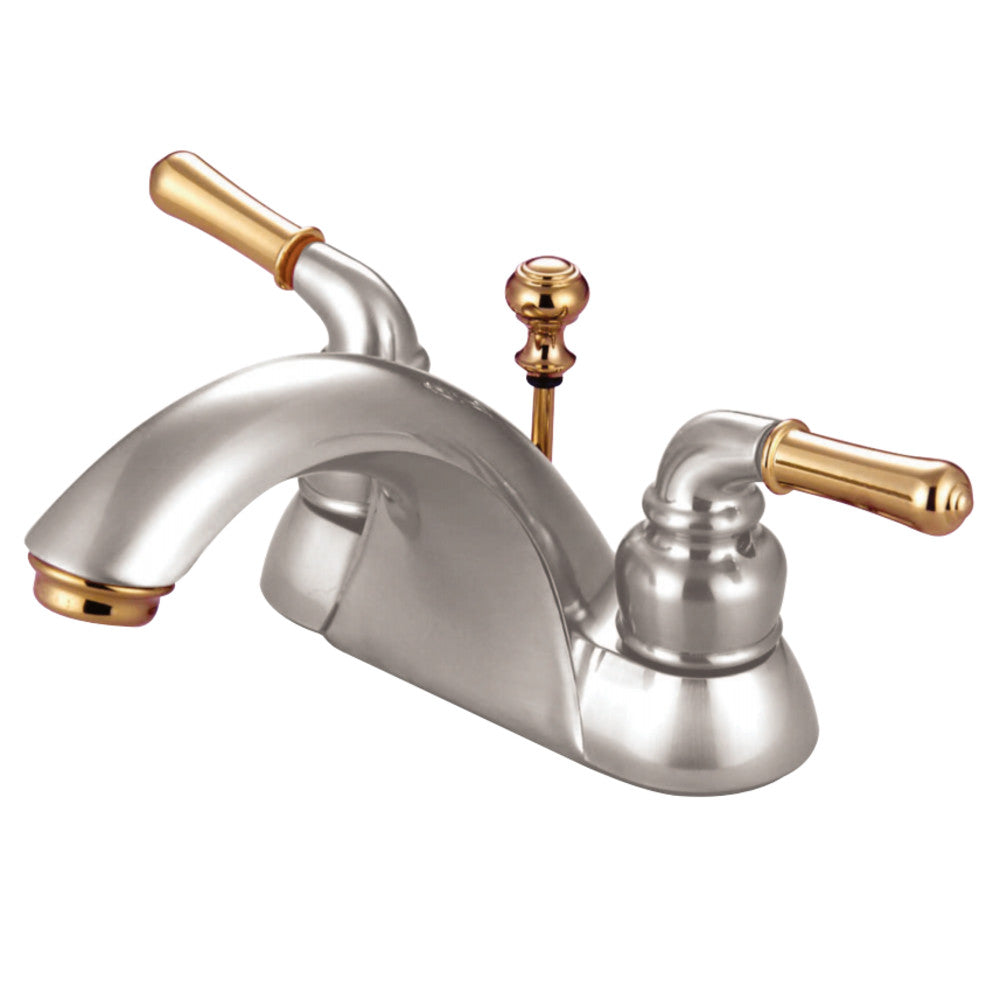 Kingston Brass KB2629 4 in. Centerset Bathroom Faucet, Brushed Nickel/Polished Brass - BNGBath