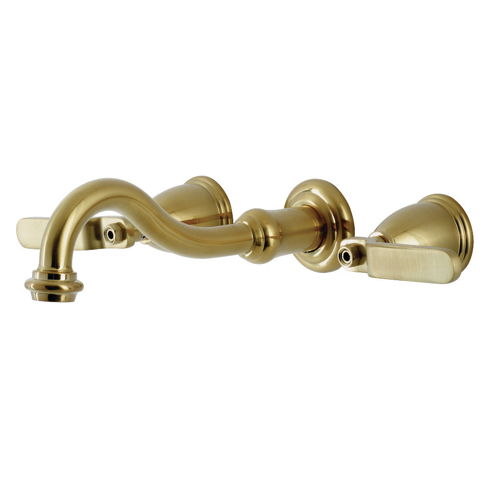 Kingston Brass KS3027KL Whitaker Two-Handle Wall Mount Tub Faucet, Brushed Brass - BNGBath