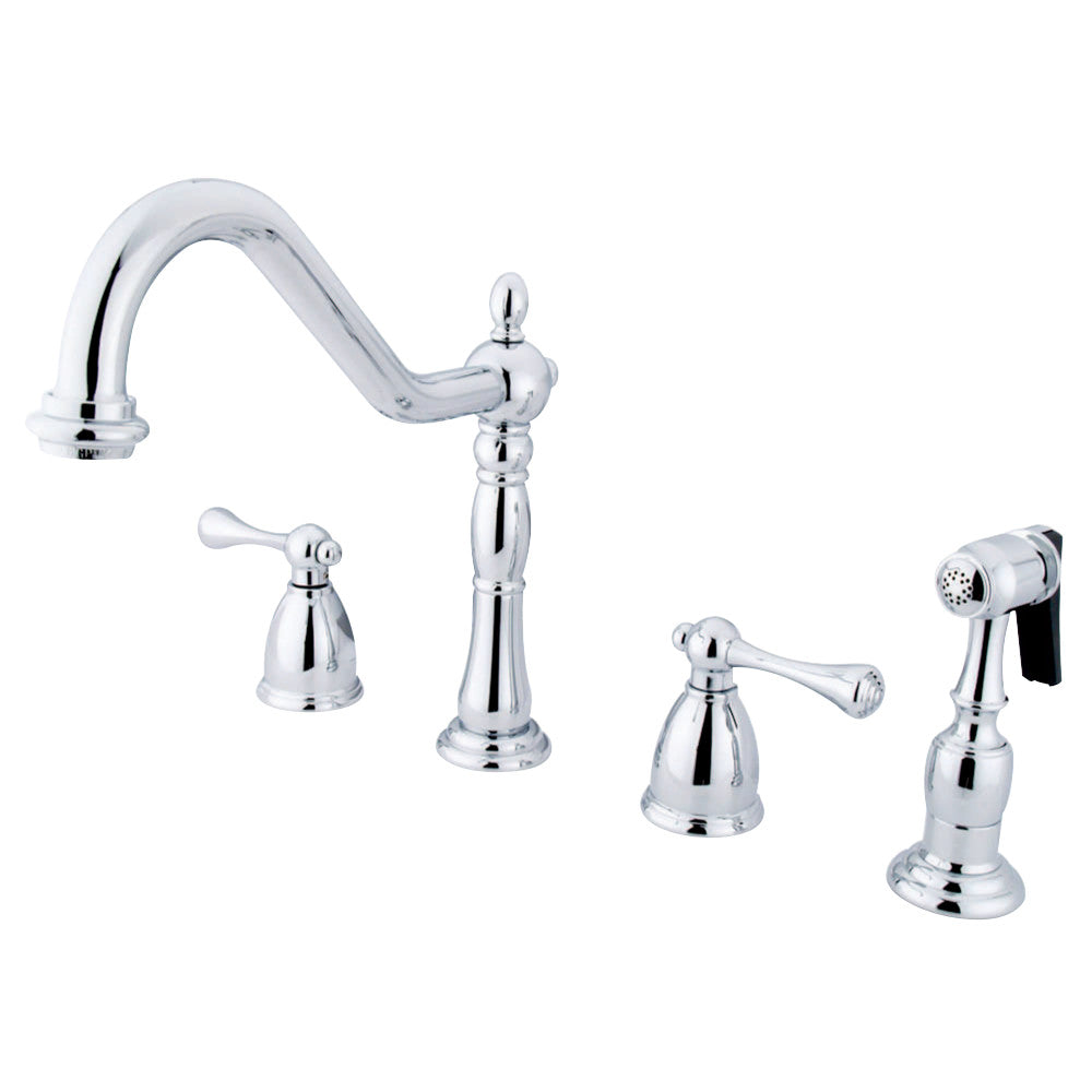 Kingston Brass KB1791BLBS Widespread Kitchen Faucet, Polished Chrome - BNGBath