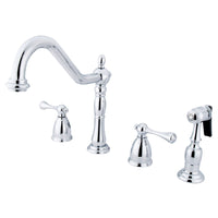 Thumbnail for Kingston Brass KB1791BLBS Widespread Kitchen Faucet, Polished Chrome - BNGBath