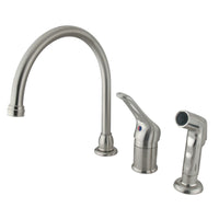 Thumbnail for Kingston Brass KB818 Single-Handle Widespread Kitchen Faucet, Brushed Nickel - BNGBath