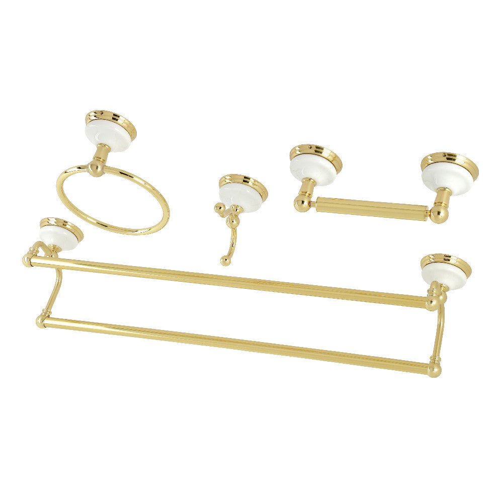 Kingston Brass BAK1113478PB Victorian 4-Pieces Dual Towel Bar Bathroom Hardware Set, Polished Brass - BNGBath