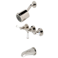 Thumbnail for Kingston Brass KBX8136DPL Paris Three-Handle Tub and Shower Faucet, Polished Nickel - BNGBath