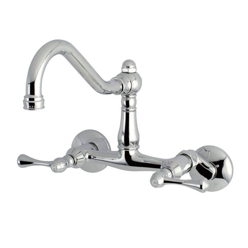 Kingston Brass KS3221BL Vintage 6" Adjustable Center Wall Mount Kitchen Faucet, Polished Chrome - BNGBath
